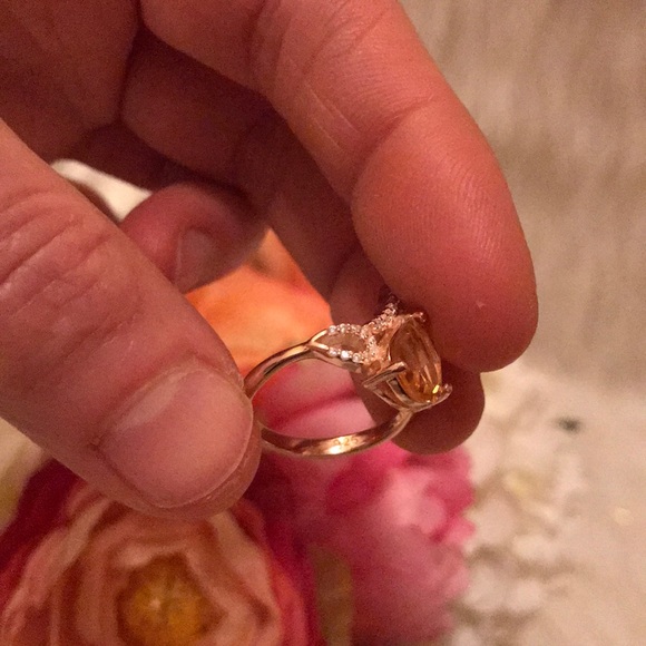 Sterling silver rose gold plated citrine ring - Picture 6 of 7